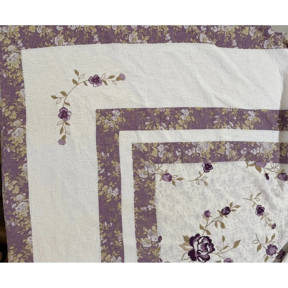 Better Homes & Gardens Purple Blossom Quilt & Sham Set Floral Rose Full/Queen